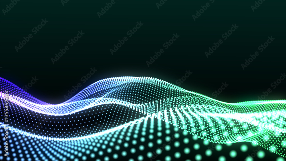 Poster abstract backgrounds with digital blue dot wave. looping background made from trapcode form