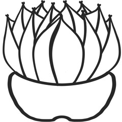 A delicate, hand-drawn cactus outline in minimalist style, illustration of a children's activity coloring book page with pictures of cactus.