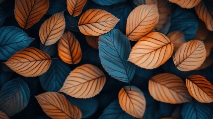 The background features a group of bright autumn orange leaves, perfect for seasonal themes, greeting cards, and creative designs.