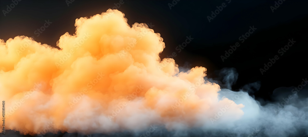 Poster dramatic orange smoke cloud against black background creating a powerful atmospheric effect great fo