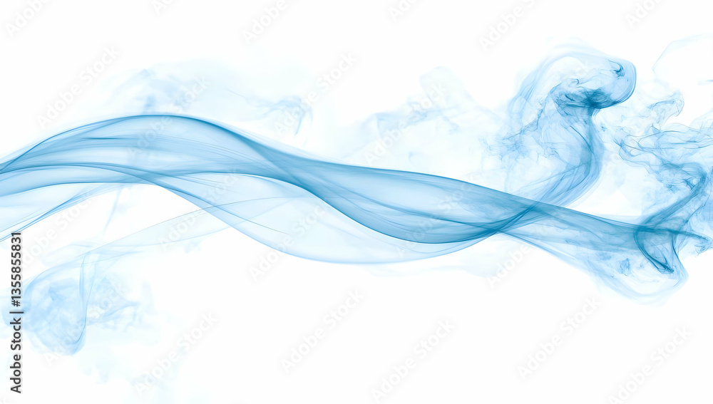 Poster flowing blue swirls against white background abstract image represents motion dynamic energy water e