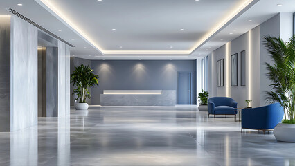 Obraz premium imalistic hall interior with empty gray wall in the design interior 