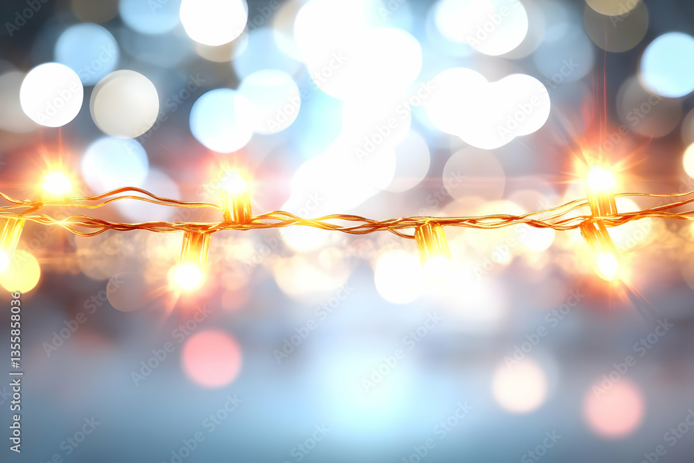 Poster golden christmas lights string with bokeh background for holiday season with festive celebrations an