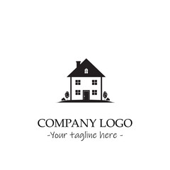 a house silhouette black and white for logo illustration