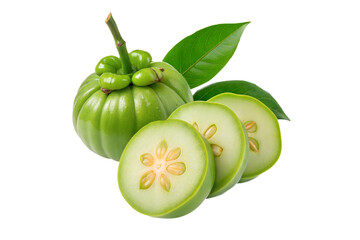 Fresh garcinia atroviridis fruit isolated on transparent png background