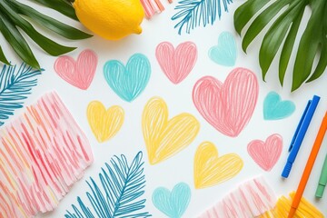 Naklejka premium A social media-friendly template with hand-drawn elements, featuring quotes about leadership and empowerment for young girls.