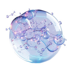Molecule inside Transparent liquid bubble png
