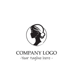 a woman silhouette black and white illustration for logo company vector image