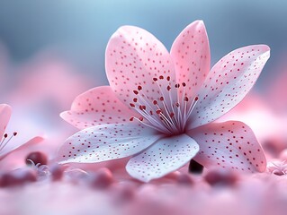 Fototapeta premium A macro shot showing a delicate pink flower bloom