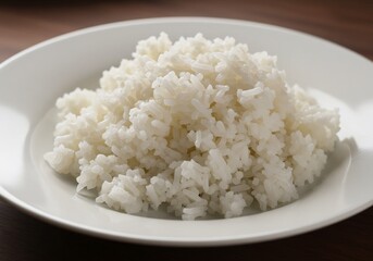 White Rice Dish Warm Lighting Simple Food Photography. AI Generated
