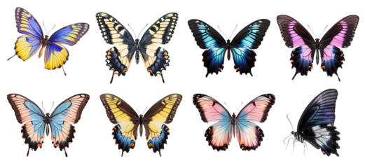 Butterfly PNG cut out collection with colorful wings for nature design use