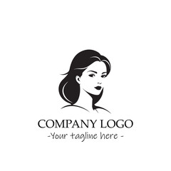 a woman silhouette black and white illustration for logo company vector image