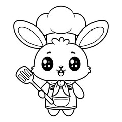 Bunny dreams of becoming a chef, for coloring