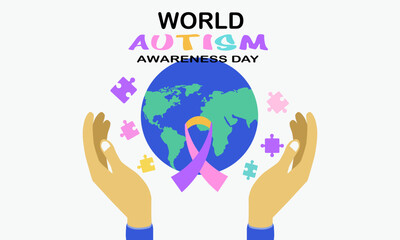 World Autism Awareness Day Colorful White Background