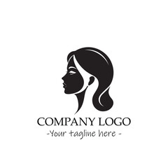 a woman silhouette black and white illustration for logo company vector image