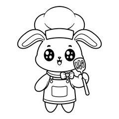 Bunny getting ready to cook, for coloring