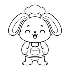 Happy bunny becomes a chef, for coloring