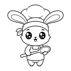 Bunny feels happy to be a great chef, for coloring