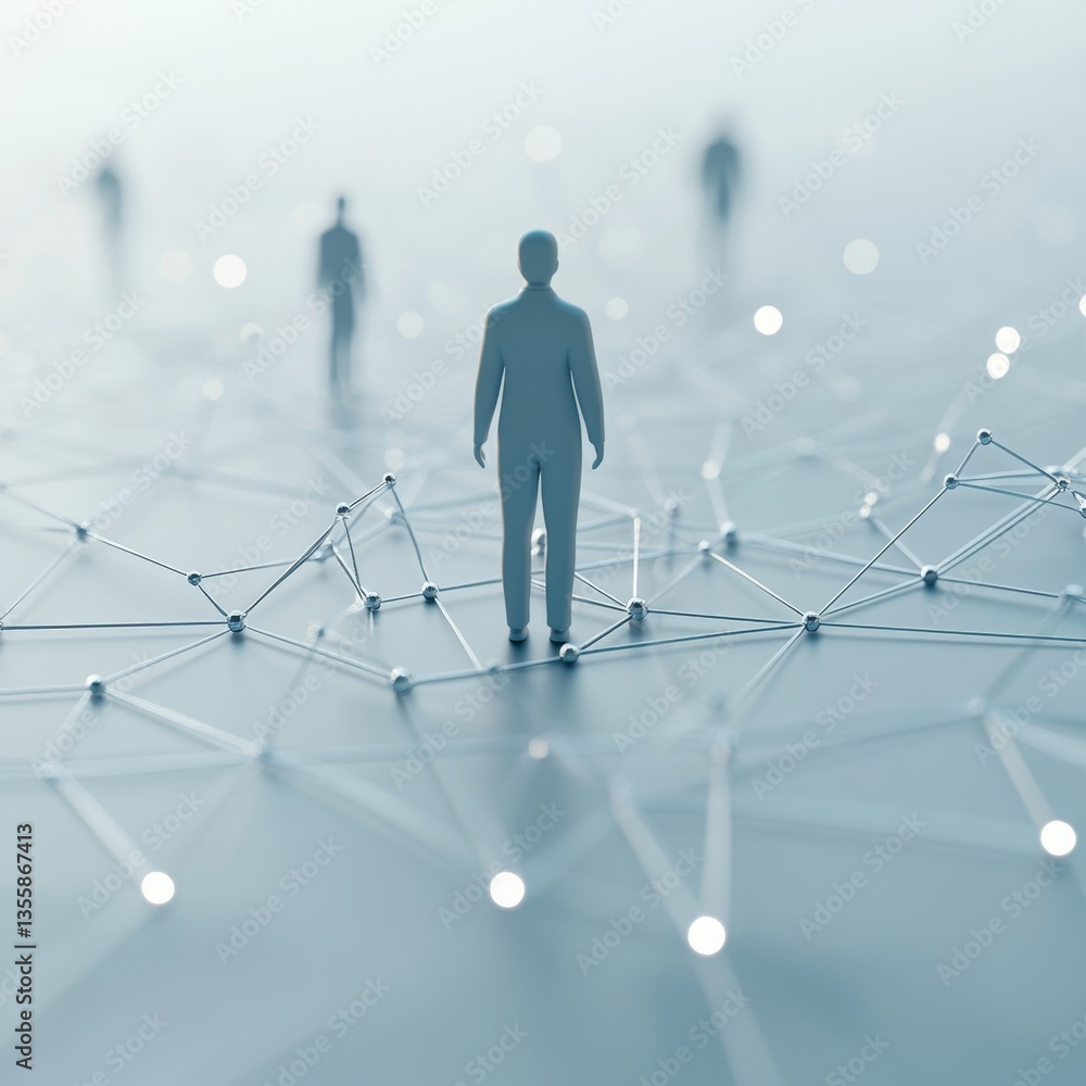 Poster 3d render of leadership symbol in professional networking environment