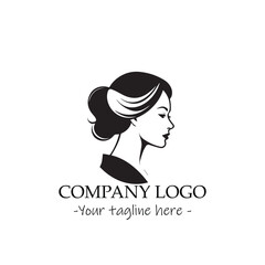 a woman silhouette black and white illustration for logo company vector image