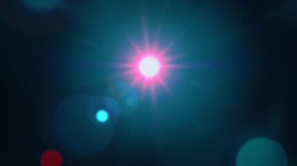 Fototapeta premium Teal lens flare with light streaks, vibrant colors, commercial quality