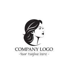 a woman silhouette black and white illustration for logo company vector image