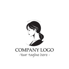 a woman silhouette black and white illustration for logo company vector image