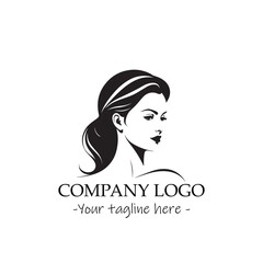 a woman silhouette black and white illustration for logo company vector image