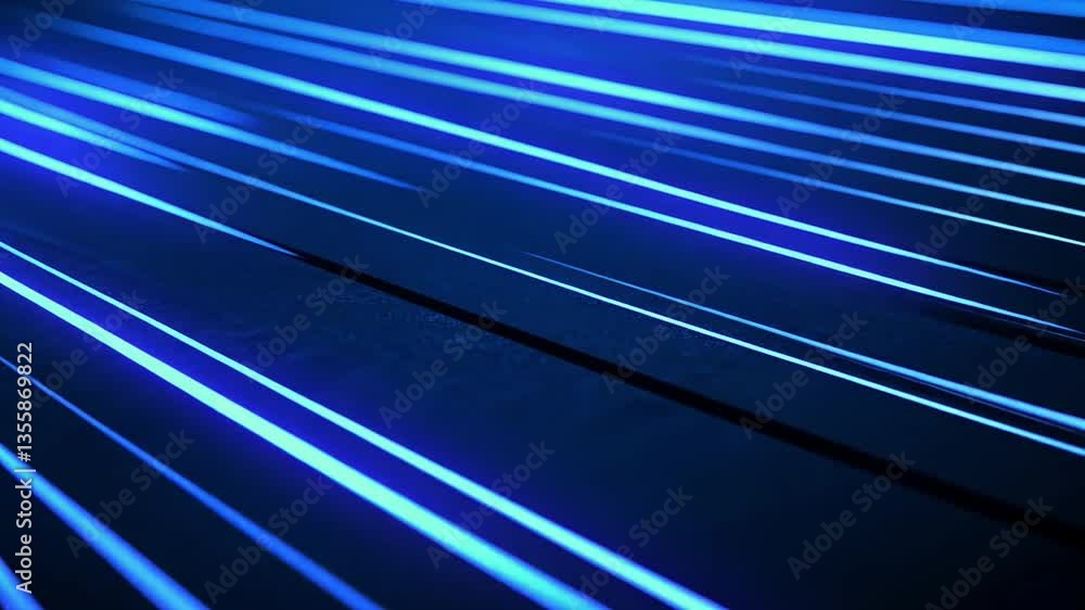 Poster dynamic lines: a visually captivating image of luminous streaks of blue light gracefully traverse ac