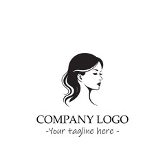 a woman silhouette black and white illustration for logo company vector image
