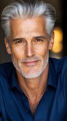 Obraz premium Mature Man Portrait Silver Hair Gentle Expression High Resolution