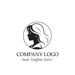 a woman silhouette black and white illustration for logo company vector image