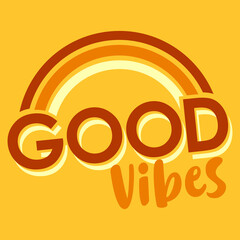 VECTOR ILLUSTRATION OF A RETRO VINTAGE GOOD VIBES TEXT