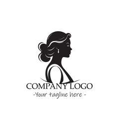 a woman silhouette black and white illustration for logo company vector image