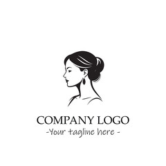 a woman silhouette black and white illustration for logo company vector image
