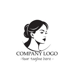 a woman silhouette black and white illustration for logo company vector image