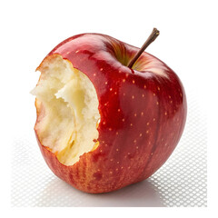 Red apple around full side bites isolated on transparent background