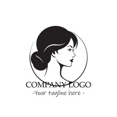 a woman silhouette black and white illustration for logo company vector image