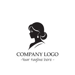 a woman silhouette black and white illustration for logo company vector image