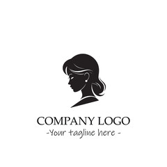 a woman silhouette black and white illustration for logo company vector image