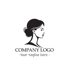 a woman silhouette black and white illustration for logo company vector image
