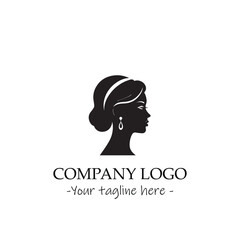 a woman silhouette black and white illustration for logo company vector image