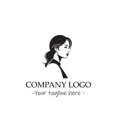 a woman silhouette black and white illustration for logo company vector image