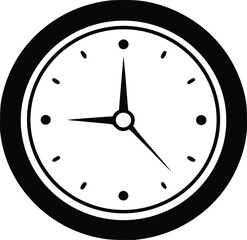 Classic Clock Icon - Black and White Time Vector