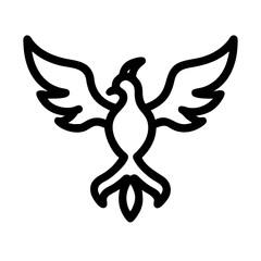 Phoenix symbol with wings in minimalist style on a white background  