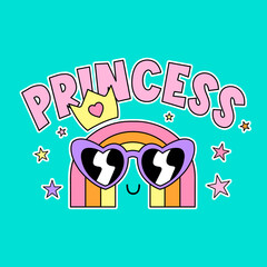 VECTOR ILLUSTRATION OF A PRINCESS RAINBOW WITH SUNGLASSES