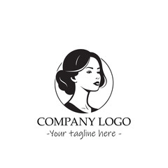a woman silhouette black and white illustration for logo company vector image