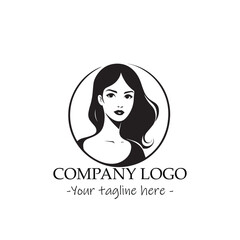 a woman silhouette black and white illustration for logo company vector image