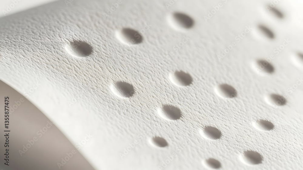 Poster close-up view of textured white paper with embossed dots, showcasing unique design for creative proj