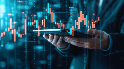 Analyzing financial trends with data visualization business environment digital analytics urban office professional perspective